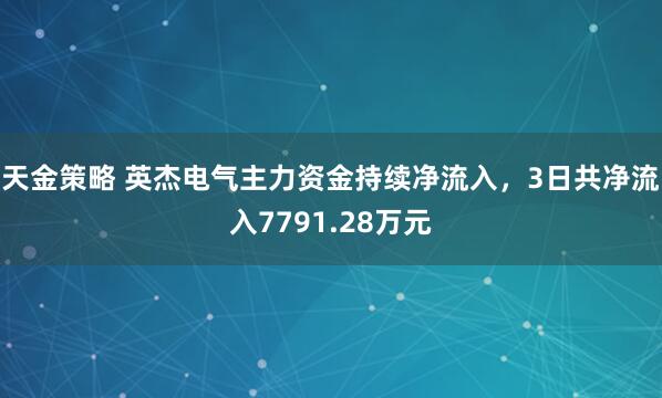 天金策略 英杰电气主力资金持续净流入，3日共净流入7791.28万元