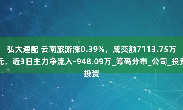 弘大速配 云南旅游涨0.39%，成交额7113.75万元，近3日主力净流入-948.09万_筹码分布_公司_投资
